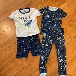 Kids Space Rocket Pajama Set Size 6 Short sleeve Top+Shorts+Pants